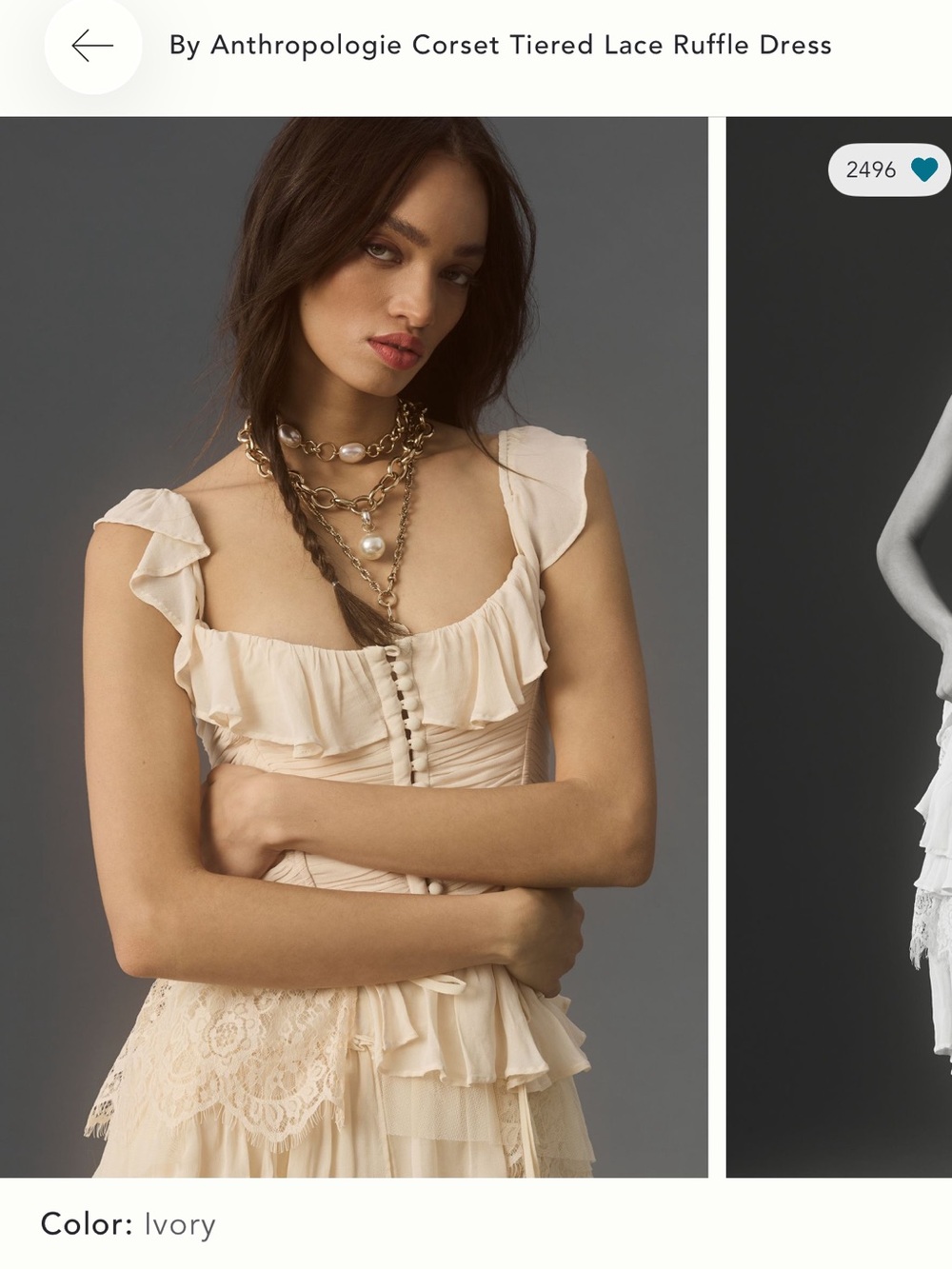 By Anthropologie corset tiered Ruffled Lace Dress